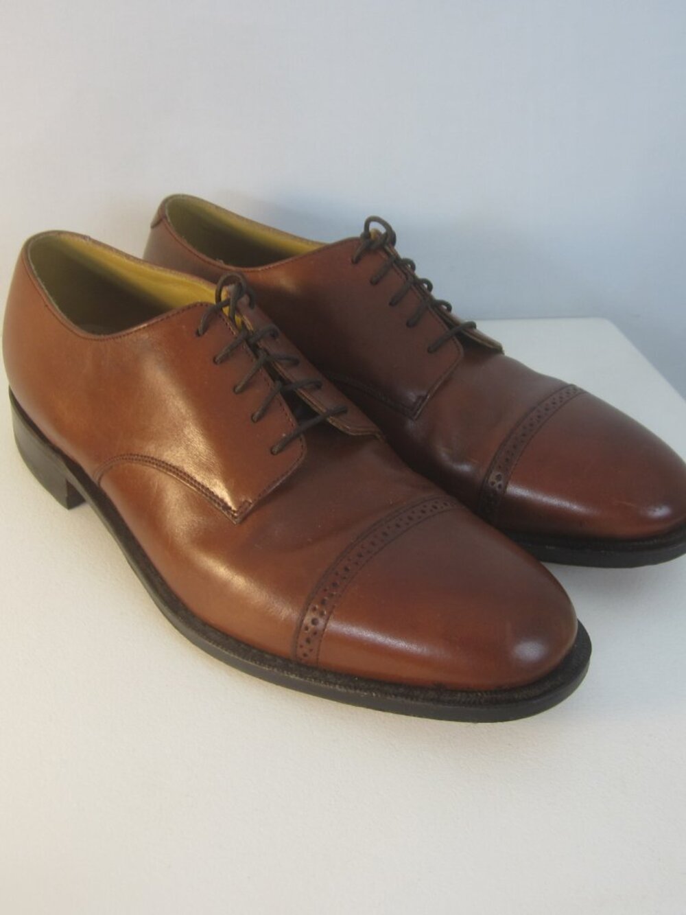 Johnston & Murphy Aristocraft Men 9 E Brown Leather Cap Toe Dress Shoes Classic - Picture 8 of 14